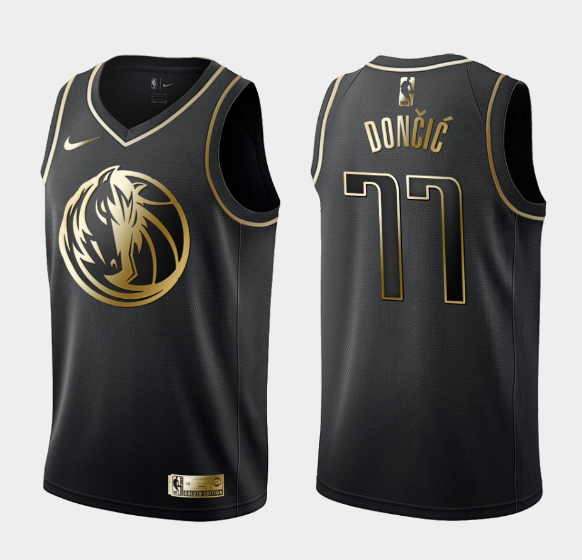 Men's Dallas Mavericks #77 Luka Doncic Black NBA 2019 Golden Edition Stitched Jersey